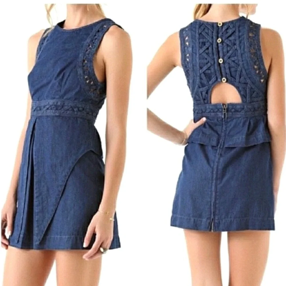 NWOT Free People New Romantics Highland Denim Dress - Picture 1 of 7